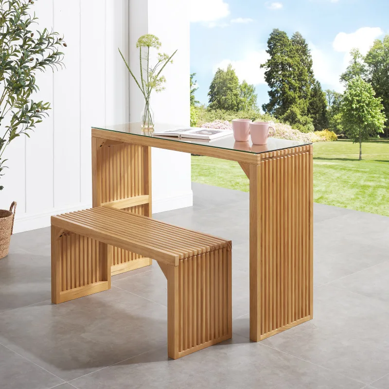 

Natural Pine Dining Long Bench Table Set Versatile Indoor Wood Furniture For Entryway Living Room Kitchen And Bedroom
