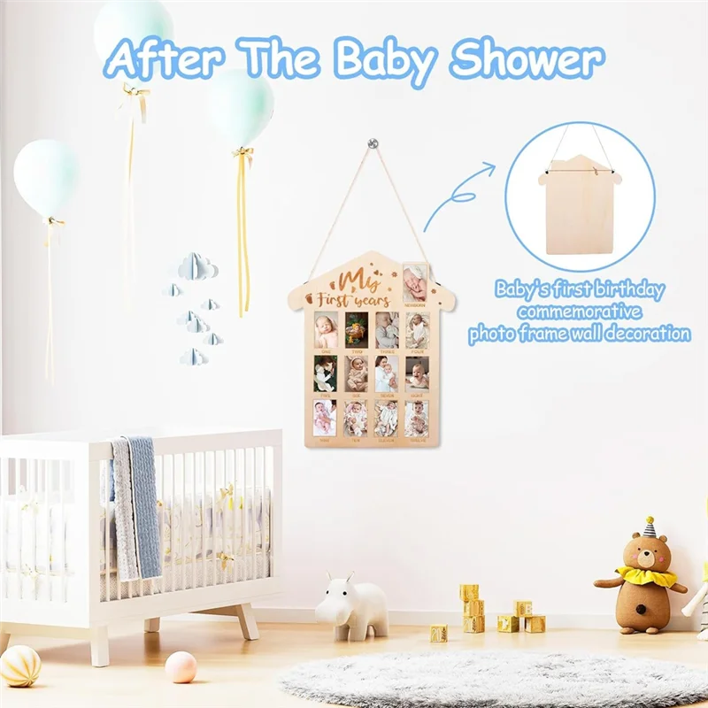 DELAM-Baby Monthly Milestone Cards, Wooden Monthly Milestone Cds - Newborn Photography Props To Record Your Baby's Growth Durabl