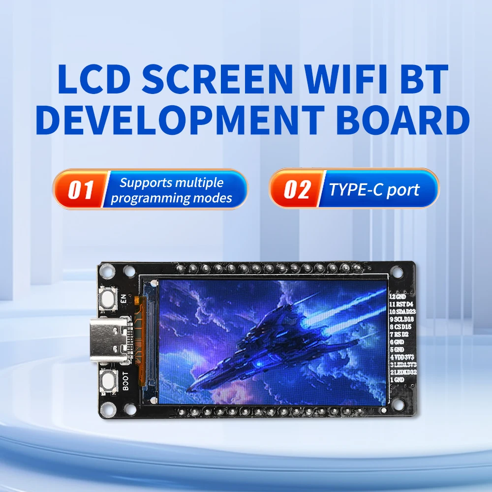 ESP32 1.9-Inch LCD screen ESP32 WIFI Bluetooth Development Board on Board ESP32-WROOM-32 Module Type-C for WiFi Mini Camera