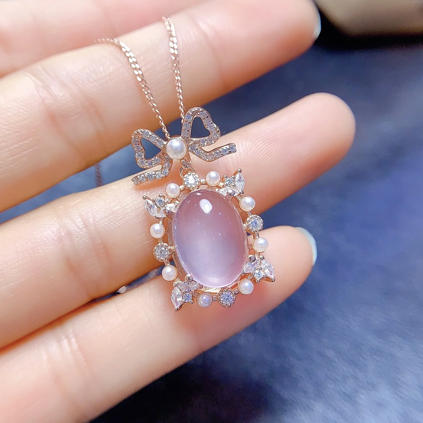 FS 10*14mmFine Natural Rose Quartz Pendant S925 Sterling Silver Charm Luxury Weddings Jewelry for Women With Certificate MeiBaPJ
