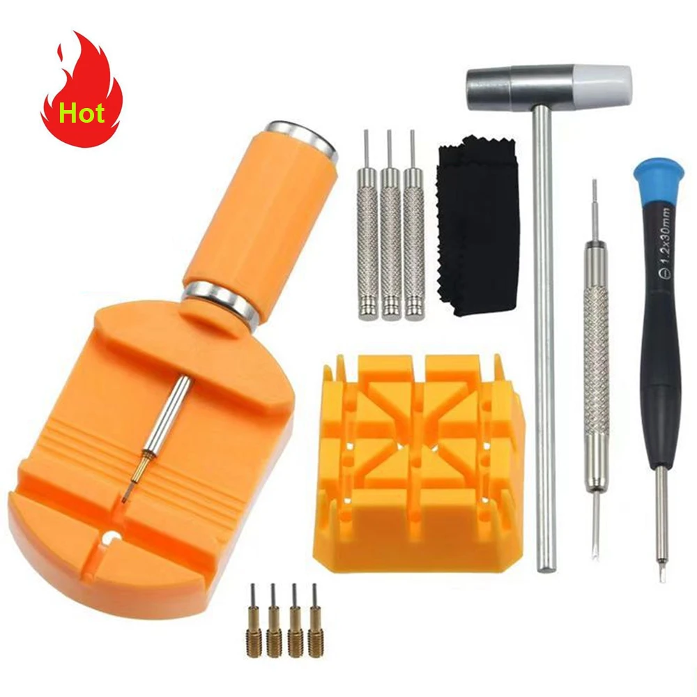 Ferramentas de reparo de relógio, mudança de pulseira de metal, kit de reparo de ferramenta de remoção para ajuste e substituição de pulseira de relógio