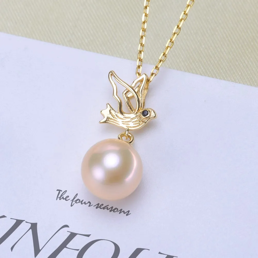 

DIY Pearl Accessories S925 Sterling Silver Pearl Jade Pendant Empty Female Swallow Fit 8-11mm Oval Beads D046