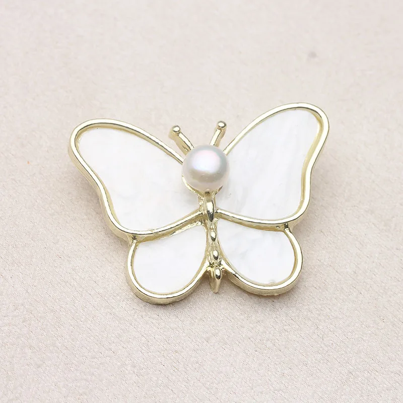 

Fashion Freshwater Natural Butterfly Pearl Brooches For Women,Trendy White Pearl Brooch Wife Mother Party Brithday Gifts
