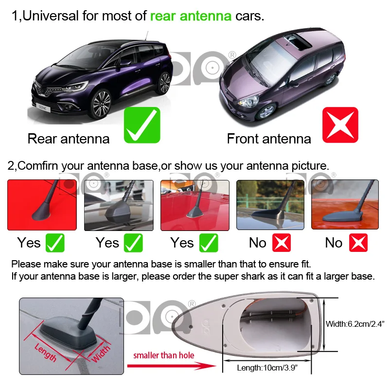 Universal Car Shark Fin Antenna Auto FM/AM Radio Signal Aerials Roof Antennas For Mitsubishi RVR Mirage G4 GT ASX view 3