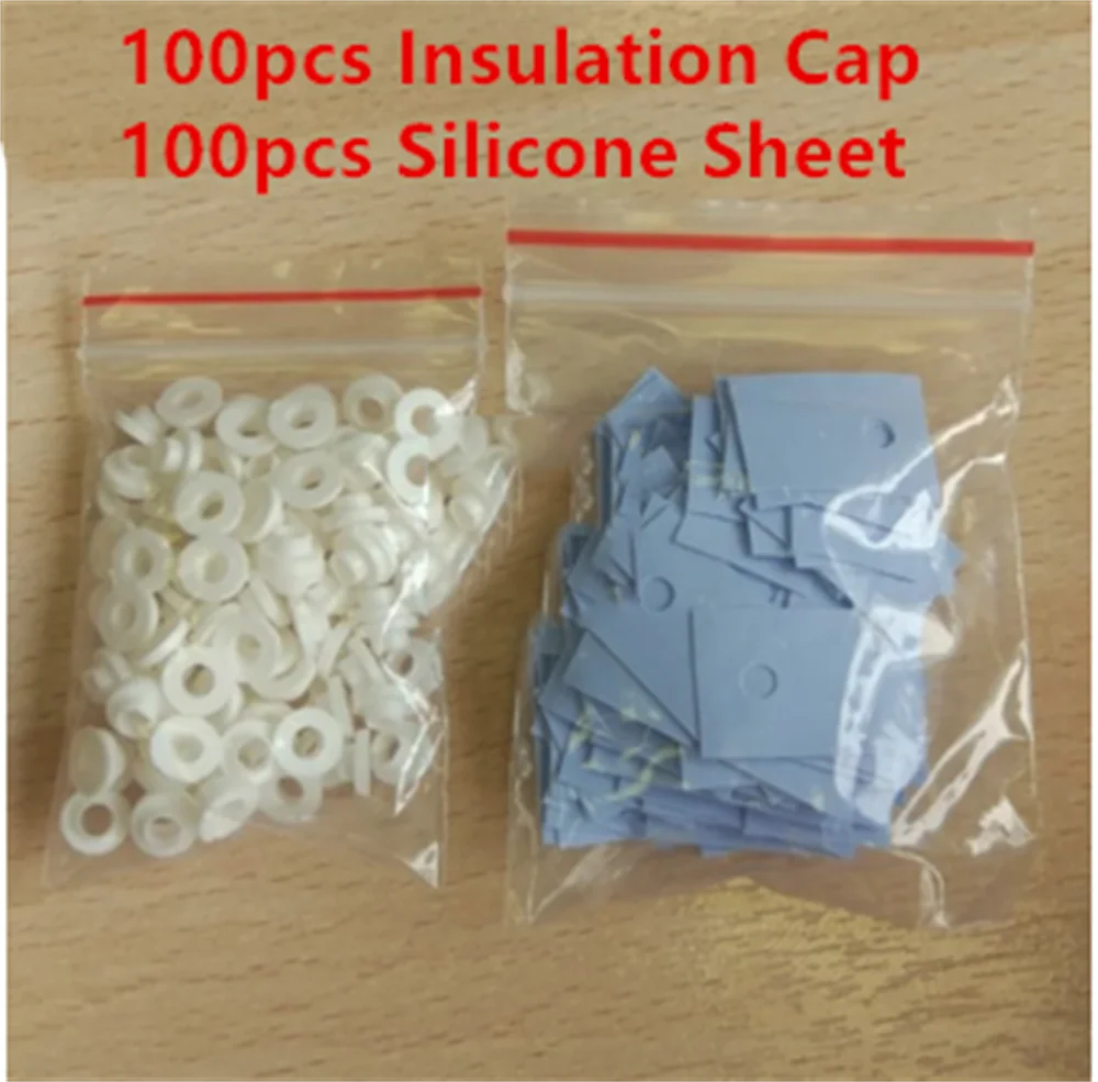 100Pcs TO-220 Transistor Plastic Insulation Washer + 100Pcs TO-220 Isolated Silicone Pad Sheet Strip Dropshipping Wholesale