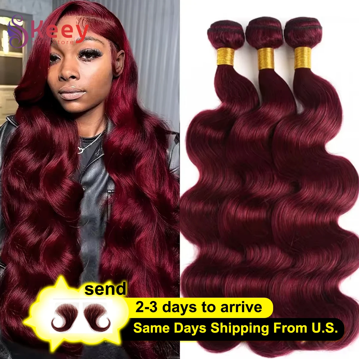 99j بورجوندي الجسم موجة حزم الشعر البشري البرازيلي 100% غير المجهزة الخام شعر بشري لعذراء متموج حزم مزدوجة نسج ملحقات #1