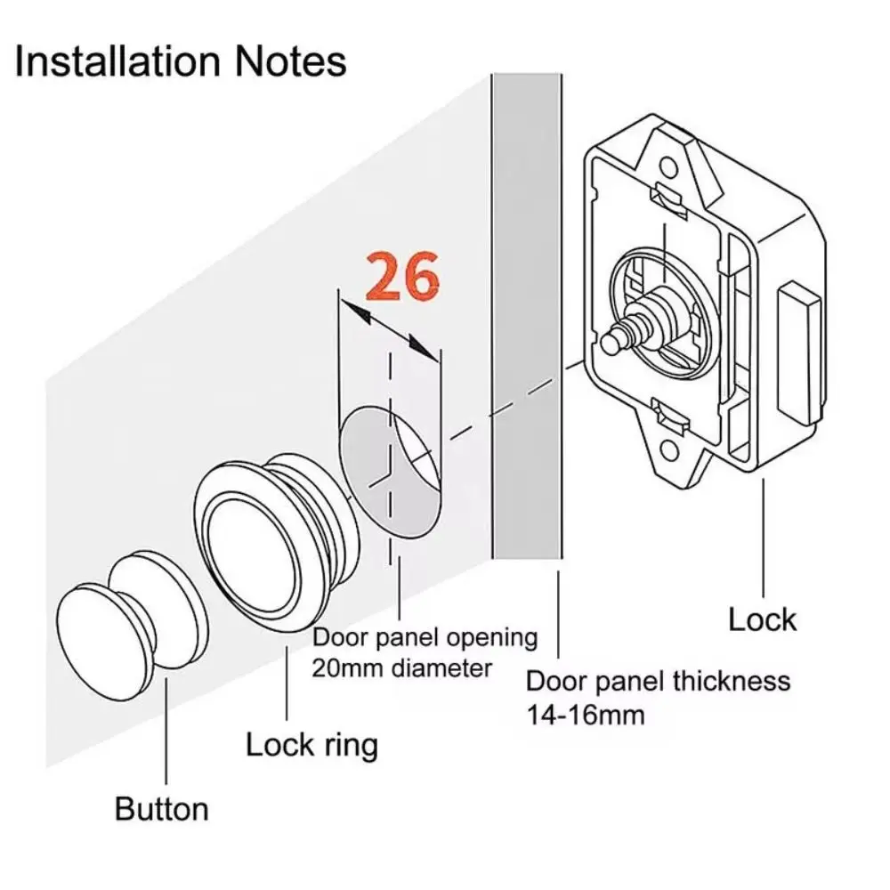 Furniture Accessory Hardware Push Lock Keyless Car Catch Lock Push Button Furniture Button Locks Motorhome