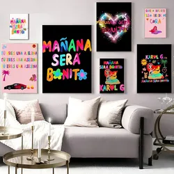 Karol g Manana Sera Bonito-póster de arte autoadhesivo, impresiones whitetaper, carteles, ilustraciones, arte estético, pintura de pared