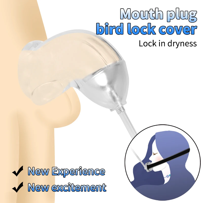 Sexual urethral Penis lock Male Chastity CockCage Catheters Piss Urinal Flow Into Bdsm Mouth plug Gag Fetish Sex For Men Couple