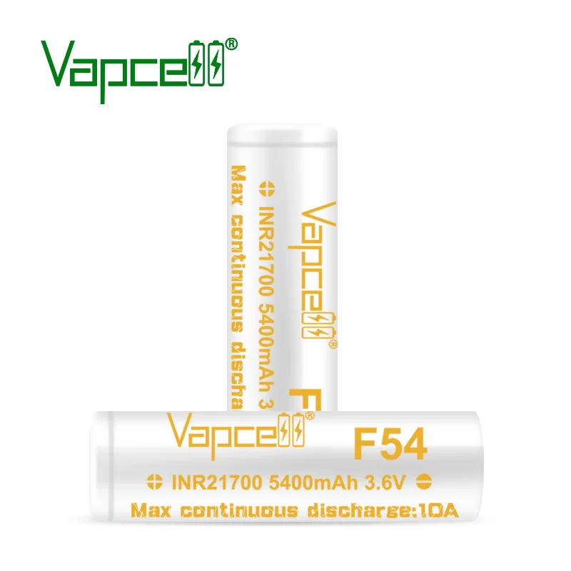 New Vapcell Original F54 INR 21700 5400mah 10A 3.6V Battery High Capacity Rechargeable 21700 Lithium Ion Cell For Battery Pack