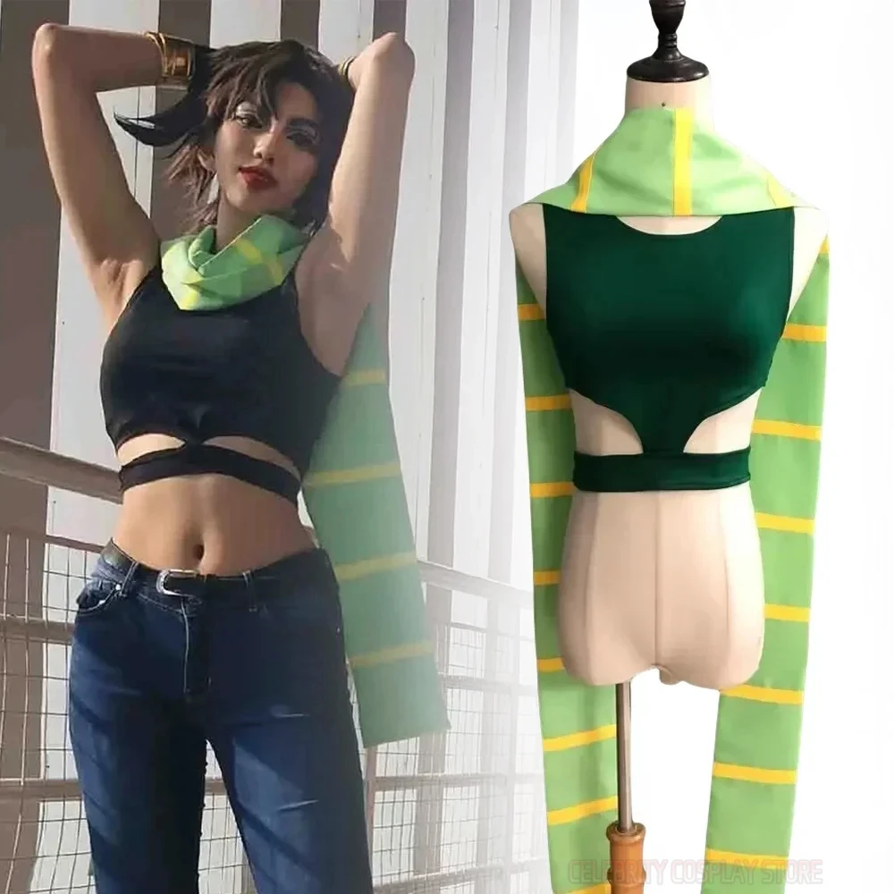 New Anime Joseph Joestar Cosplay Costume Adult Women Men Top Gloves Scarf Suit Uniform Halloween Clothes