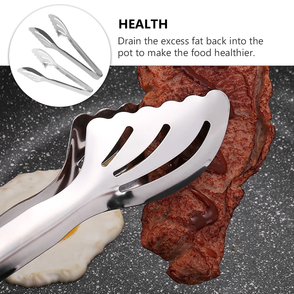 

2 pcs Stainless Steel Food Clips Strong Heat Resistant Bbq Tongs Rust Proof Lightweight Cooking Clamp For Home Party Feast