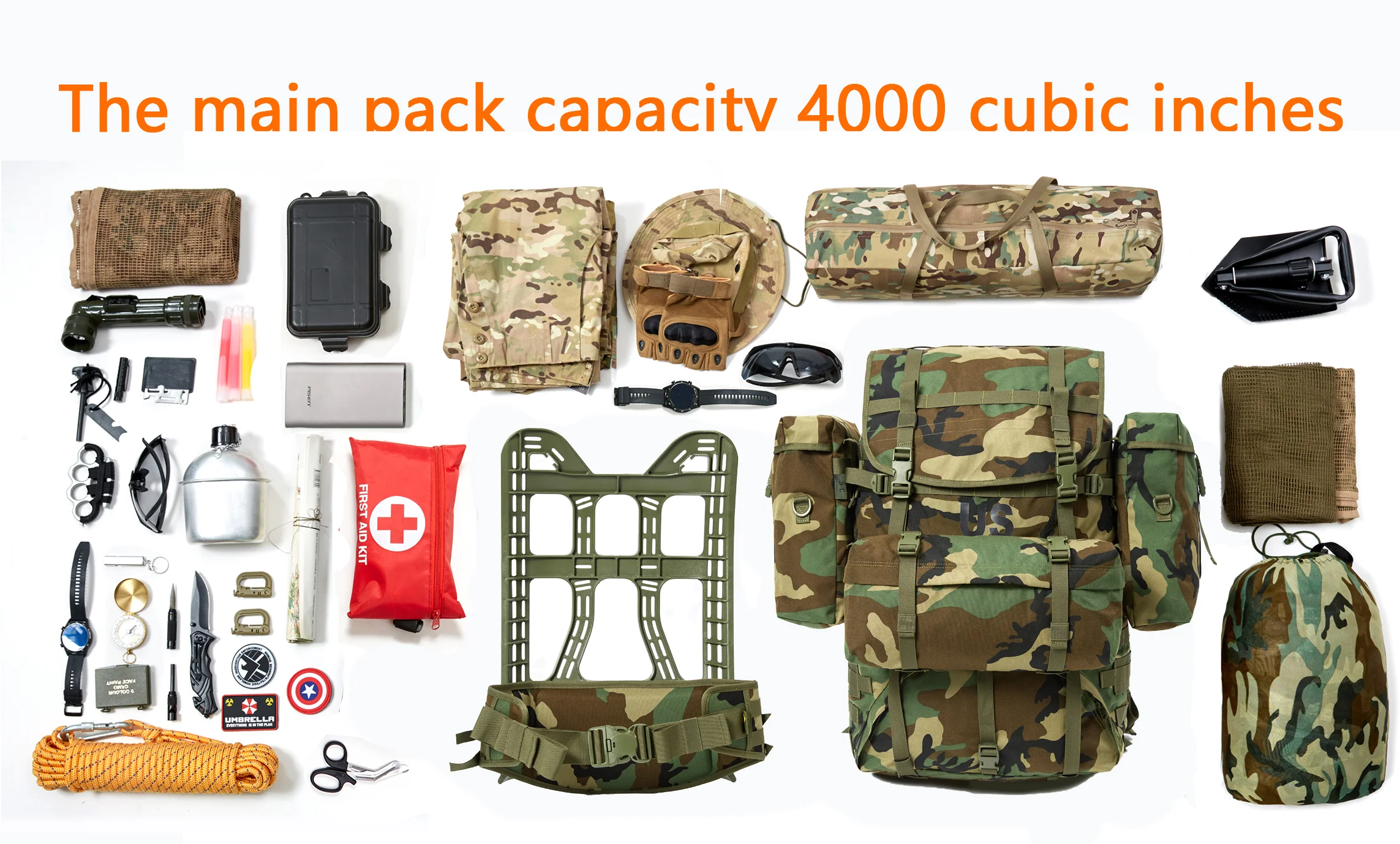 Akmax Military Tactical Backpack 65L Woodland
