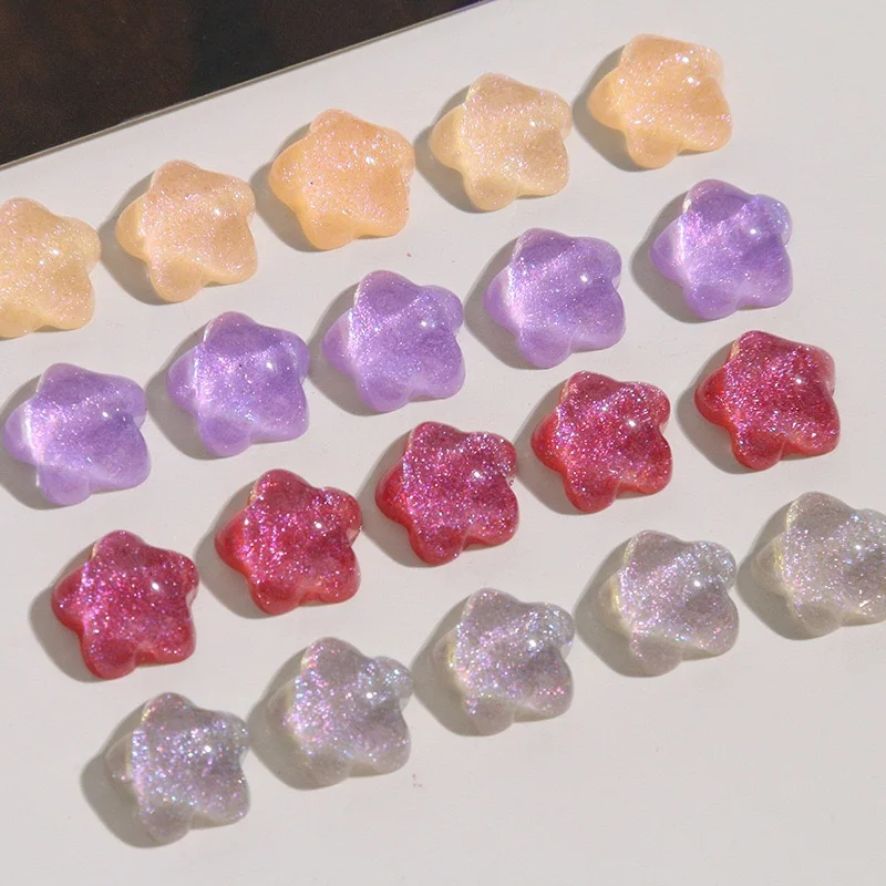 

Newest 100pcs/lot 12mm glitter effect cartoon stars shape resin cabochon beads diy jewelry garment hair accessory