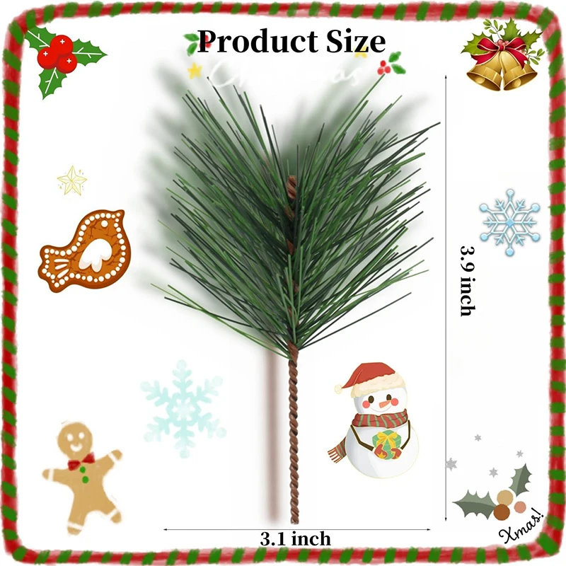 30/50 Stück künstliche Tannennadel, 11 cm Zweig, grüne Pflanze, Tannennadel für Garten, Party, Heimdekoration, DIY, Weihnachten, Hochzeit, Dekoration – Detail 2