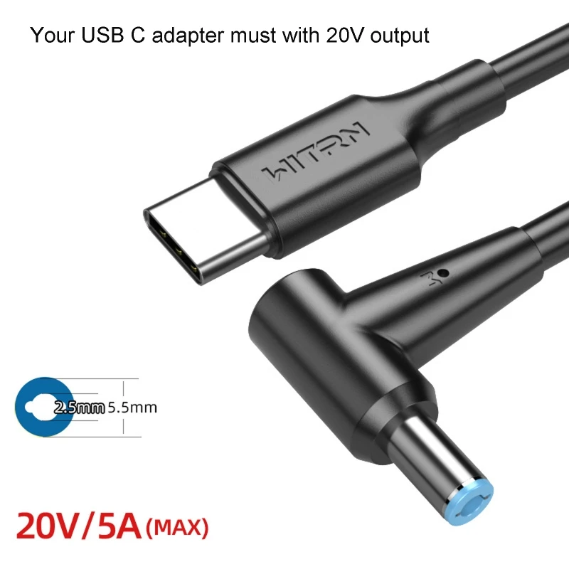 E56B USB C Type-C PD to 12V 5.5x2.5mm Converter Cable for Fan Table Lamp Router Modem