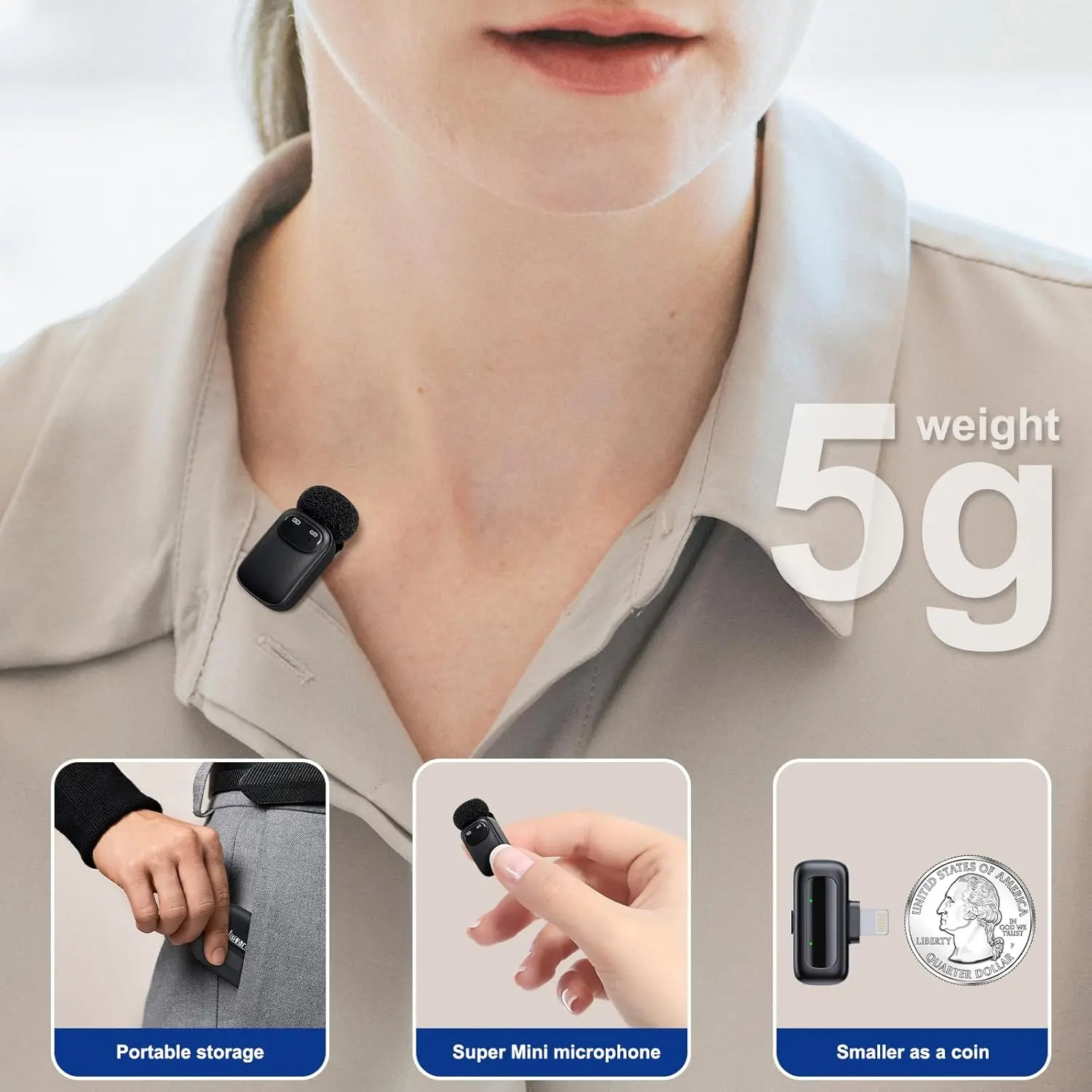 FIFAR T1 Mini Wireless Lavalier Lapel Microphone Noise Reduction Audio Recording For iPhone Android PC With Charging Box