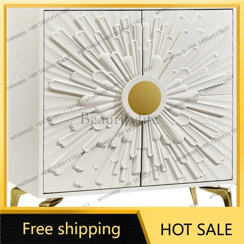 Zj. Italian luxury entrance entrance shoe cabinet embossed decorative marble side cabinet