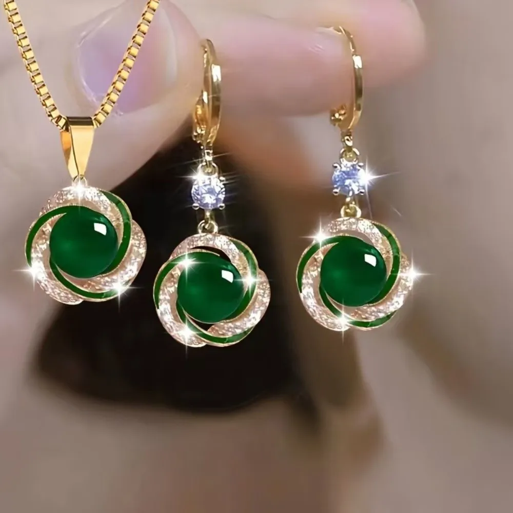 Gifts Versatile Zircon Jewelry Sets Elegant Trendy Imitation Pearl Jewelry Sets Shining Dainty Necklace Earrings Sets For Women