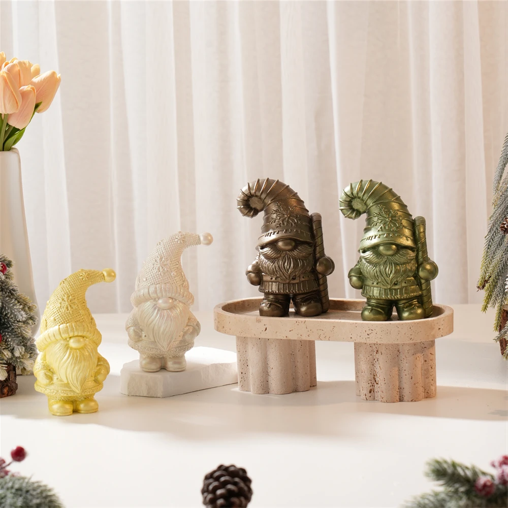 

Concrete Plaster Gnome Christmas Silicone Mold Christmas Resin Gnome Candle Mold Soy Wax Christmas Decor Table Ornament