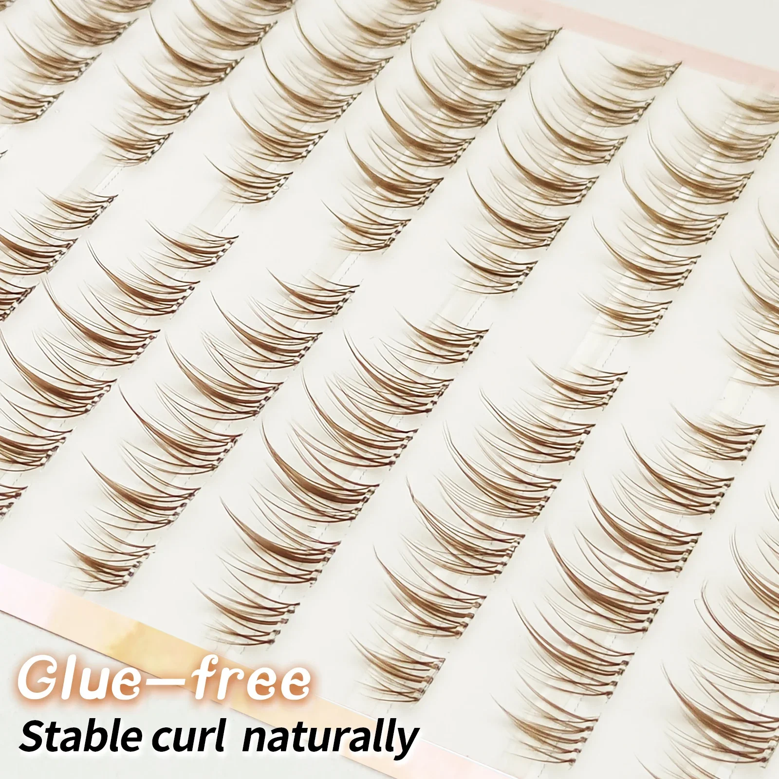 120 Pcs CC Self-adhesive Caramel Sunflower Eyelashes Glue Free Trilogy Eyelash Japanese and Korean Styles For Beginner Reusable
