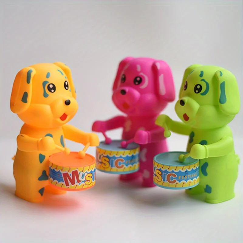 1 SZT. Urocza zabawka nakręcana z motywem królika, psa, słonia, grająca na bębenie, zabawka edukacyjna nakręcana na kluczek, prezent dla dziecka, zabawki nakręcane dla dzieci