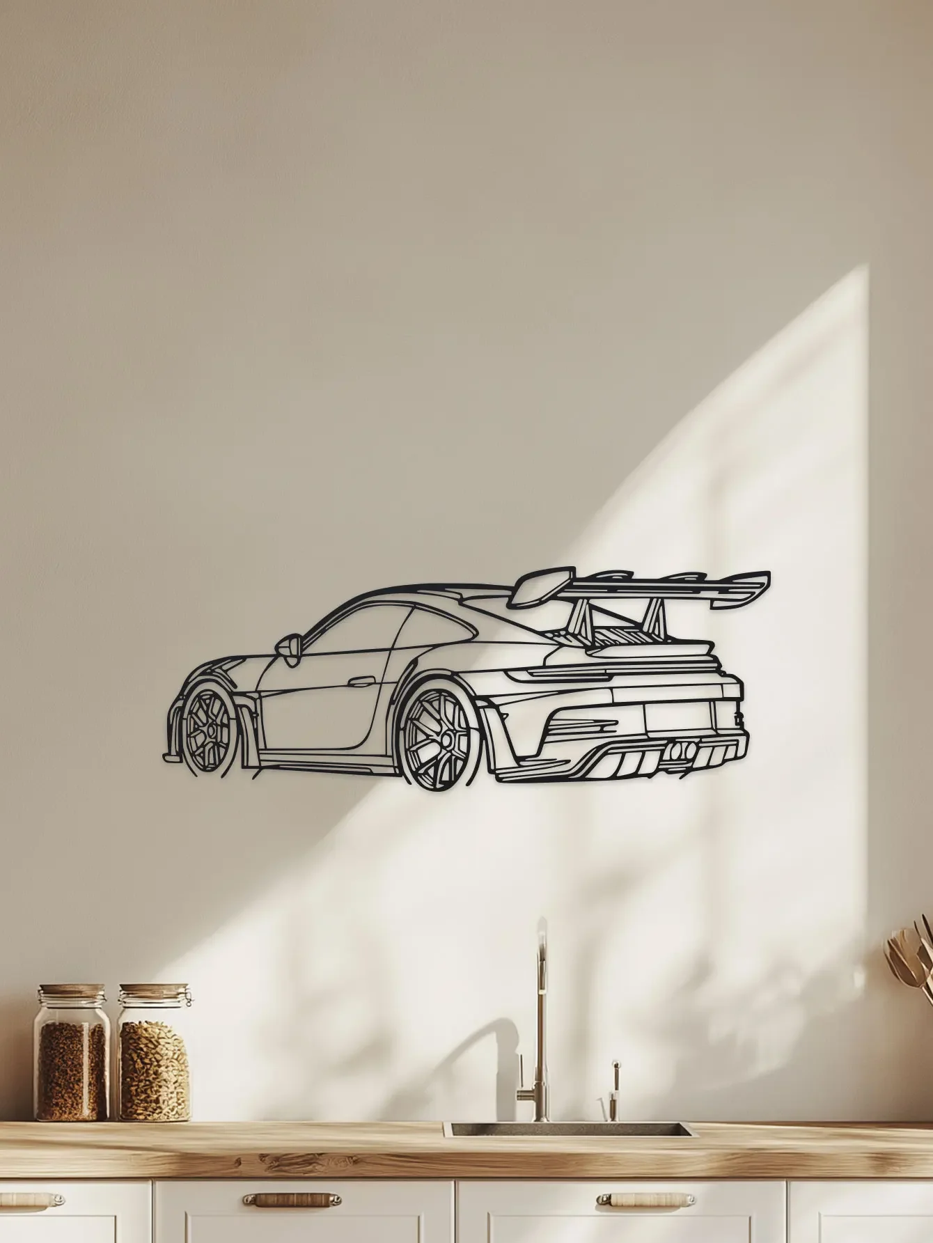 1pc Metal for Supercar Metal Wall Art Modern Iron Home Decor Sign, Dynamic Racing Car Outline Sculpture, Car Decor Ideal choice