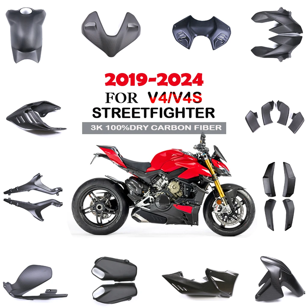 

Крышка выхлопной системы крыла, боковая панель топливного бака, комплект переднего обтекателя из 3K углеродного волокна для DUCATI Streetfighter V4 V4S 2019 + 2022 2023 2024