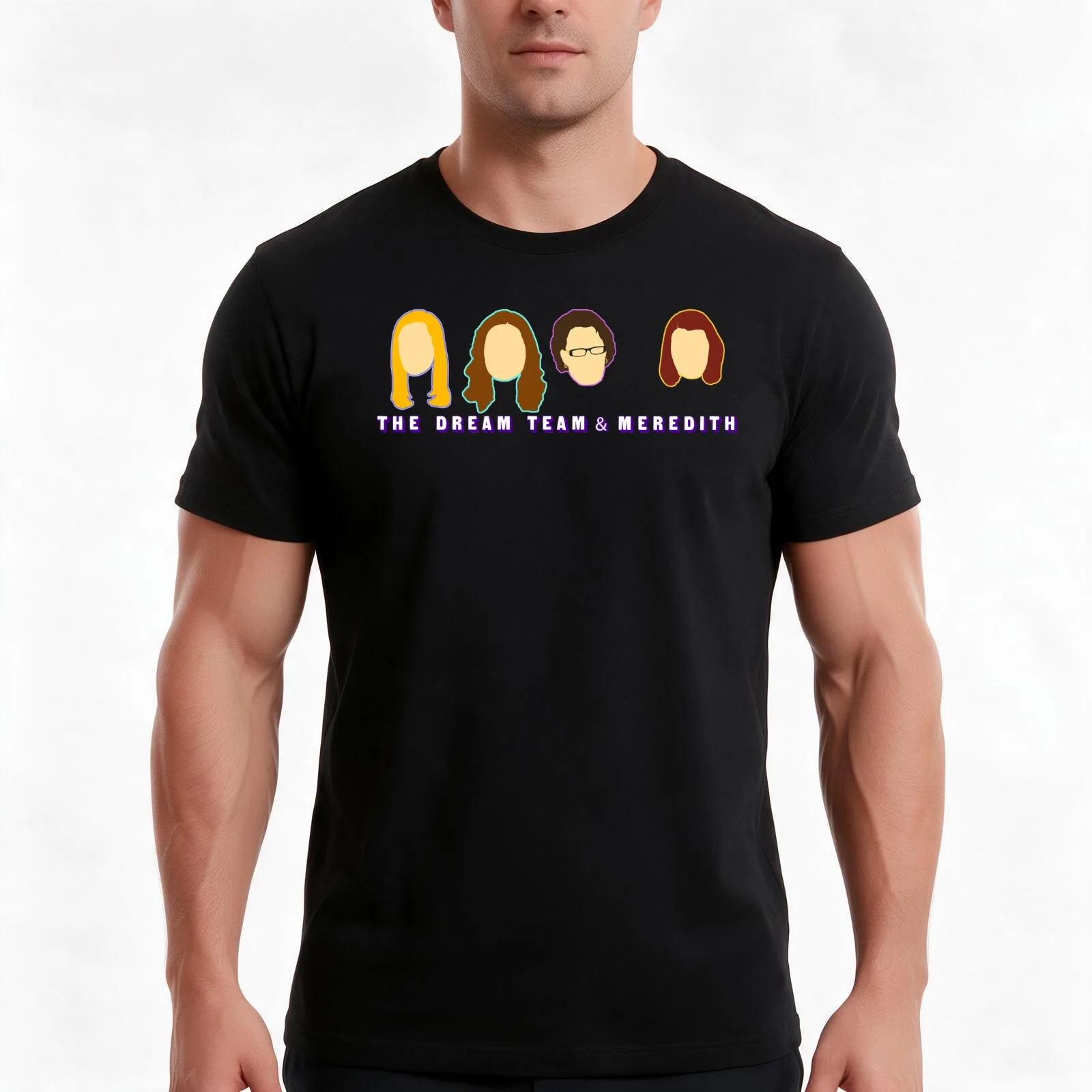 The Dream Team & Meredith T-Shirt, Summer Casual Cotton Tee, Oversized Streetwear Tops, Vintage Graphic Print, Unisex Men Women