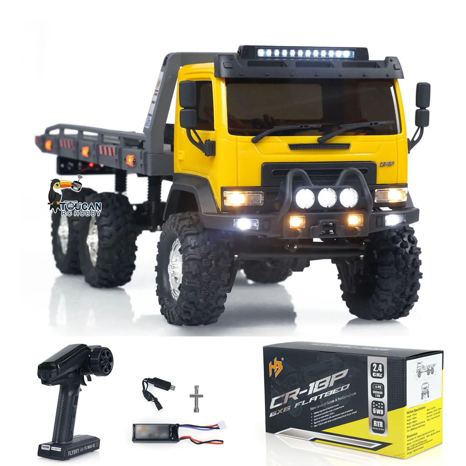 HB RTR 6x6 Flatbed Trailer 6WD RC Crawler 1/18 Off-Road Car Truck 2-Speed Lights CR18P Assembled Painted Mini RC Toys Model