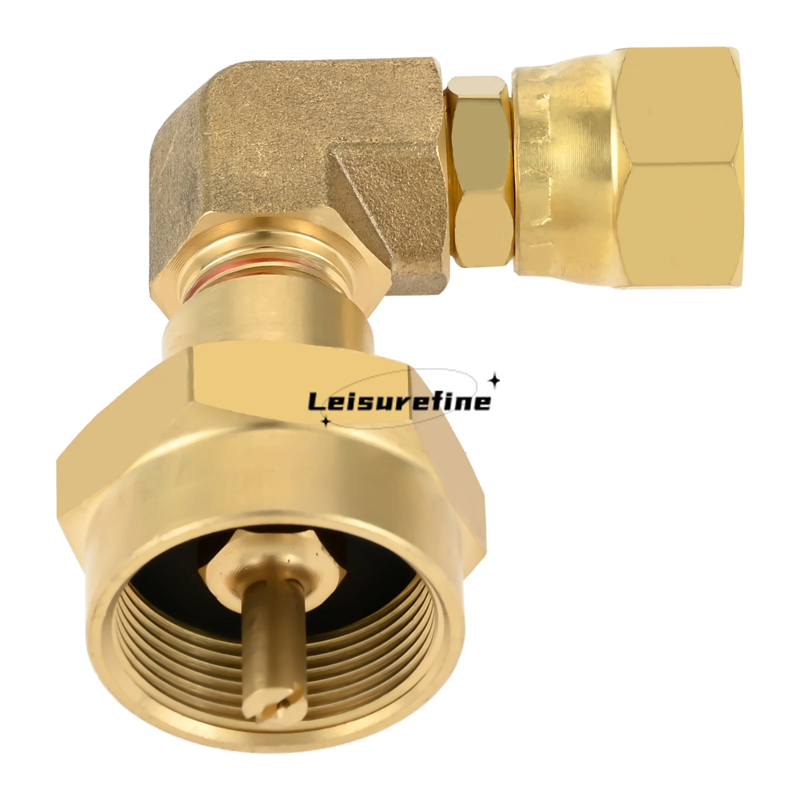 Encaixe de acoplamento do conector do cotovelo de 90 graus, 3/8 em latão giratório, Conversor fêmea SAE Flare, 1LB Brass Propane Burner Adapter Grill