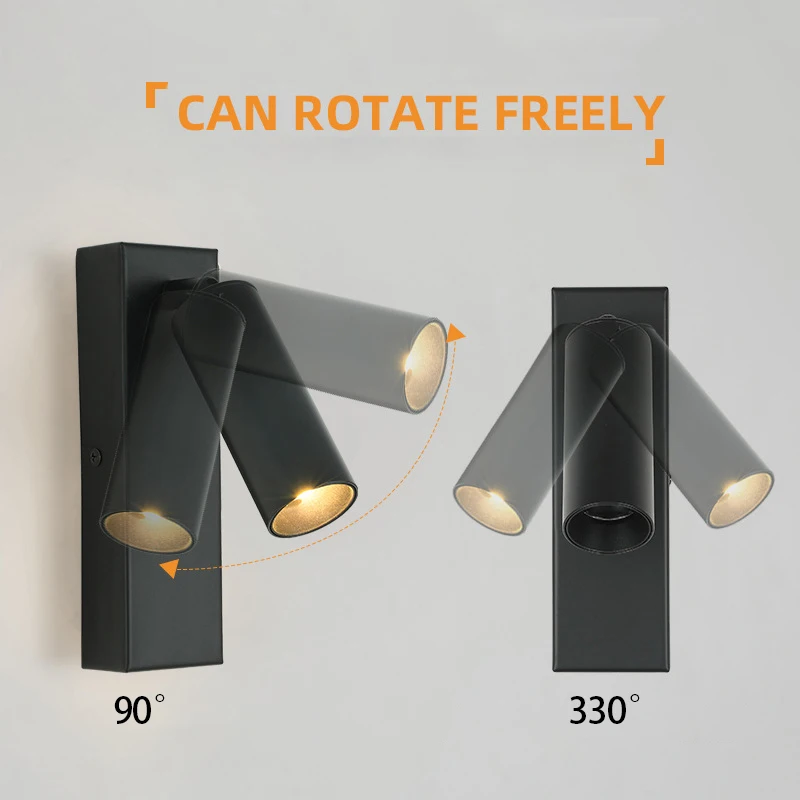 Imagem -03 - Modern Folding Led Wall Light 3w Spotlights 330 Graus de Rotação Lâmpada de Parede Hotel Quarto Corredor Bedside Study Reading Wall Sconce