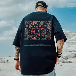 ZAZOMDE Men Tshirt Oversized Fashion Trend Comics Kaleidoscope Cotton Printed Shirt Men Short Sleeve Summer Round Neck Tops