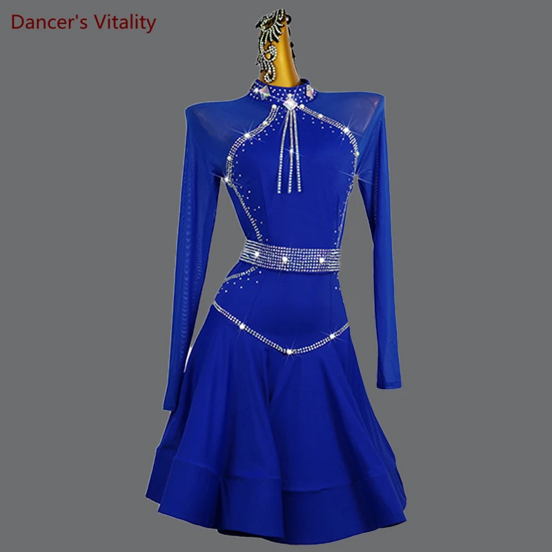 

Latin Dance Competition Costumes Dress for Women Latin Dancing Professional Clothes Cusomized Adult Children Rumba Spandex Skirt