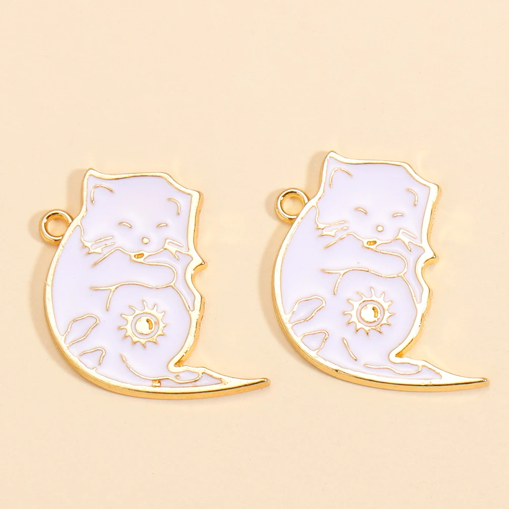 10 Stück süße Katze Charms Legierung Tier Anhänger für DIY Schmuckherstellung Armband Halskette handgemachte Accessoires Bastelbedarf – Detail 5