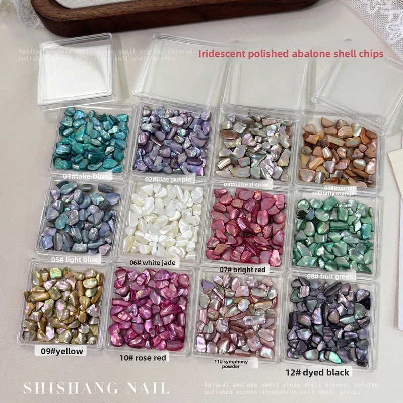 LYLE Colorful Natural Abalone Shell Pieces Irregular Iridescent Crushed Shell Fragments Nail Art Charms DIY Materials Decor Set