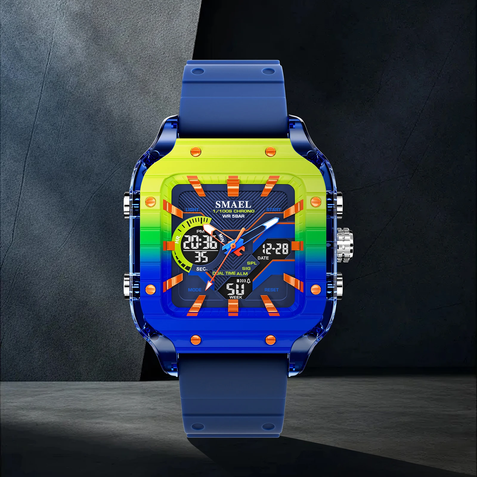 SMAEL Mens LED Digital Sports Watch New Daily Style Waterproof Man Watches Luminous Dual Time Casual Electronic Wristwatch