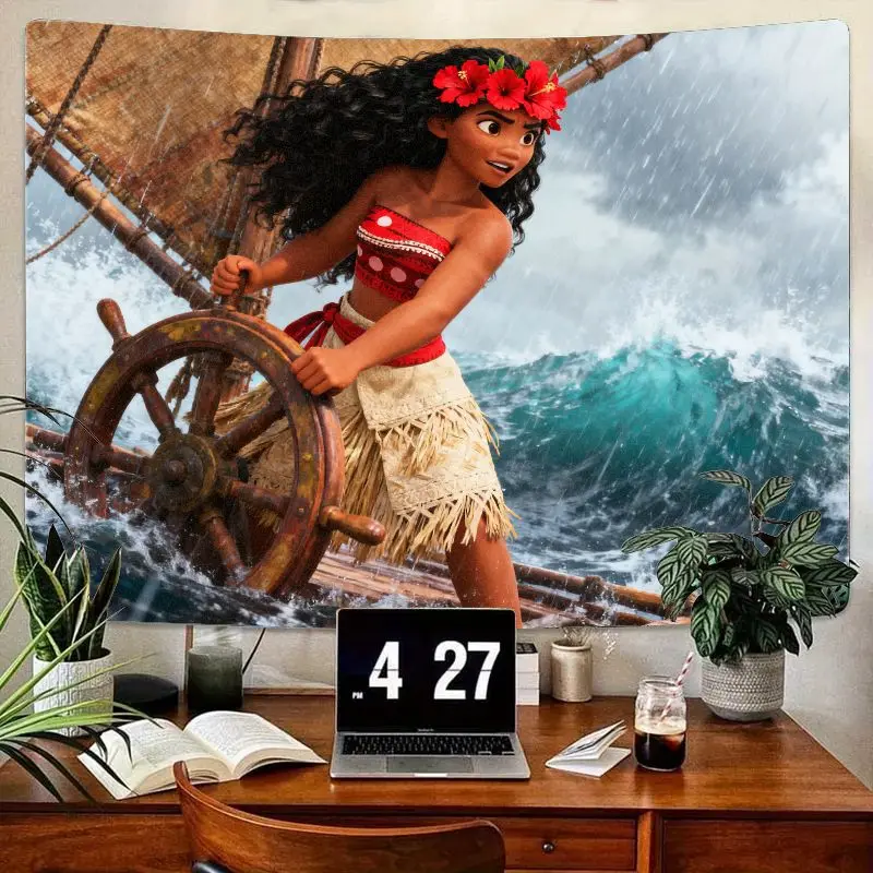

1 шт. гобелен Disney Moana Adventure, полинезийский настенный художественный декор Wayfinder, современный полиэстер для гостиной, спальни, общежития, подарок для фаната