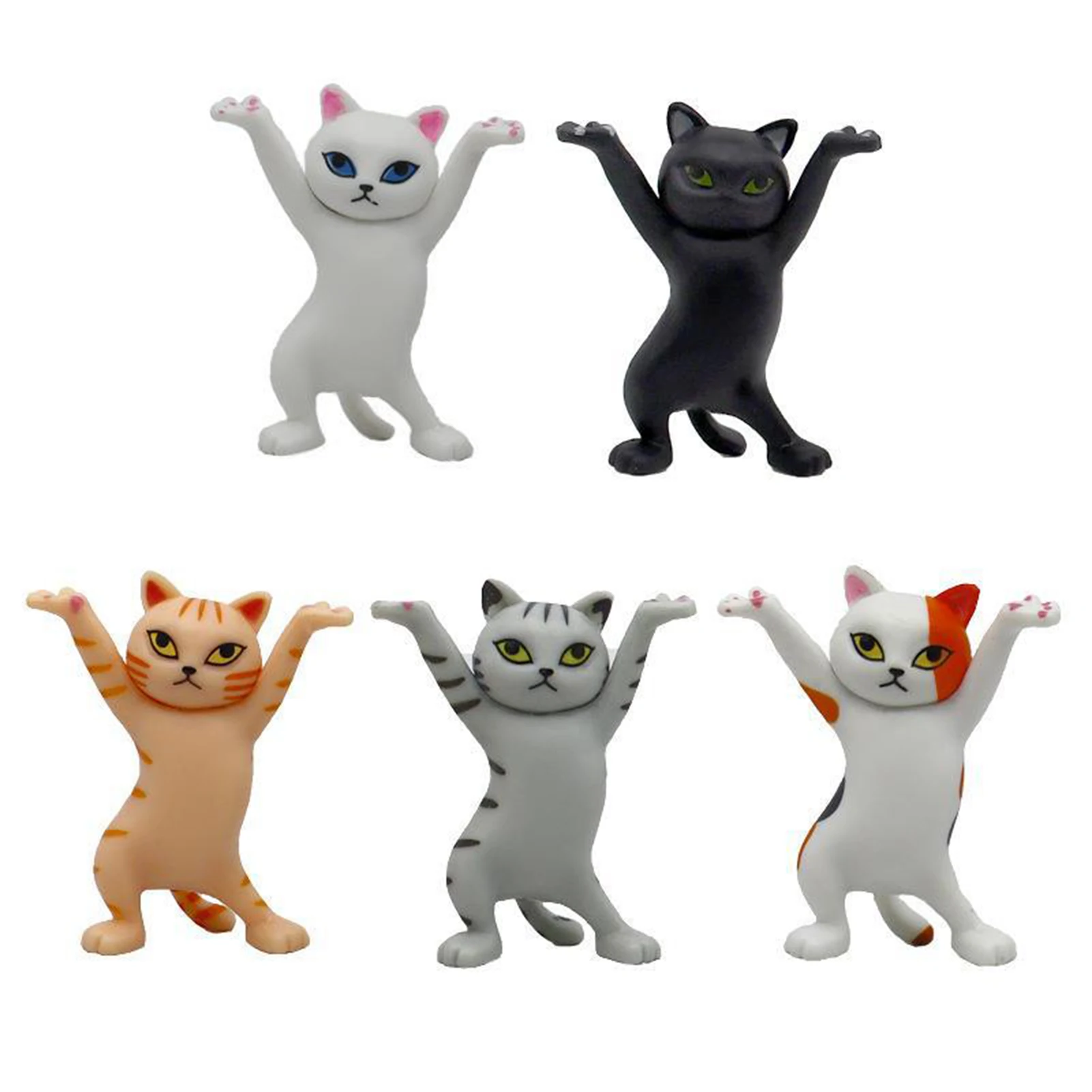 

5 PCs Dancing Cat Figure Decoration Animation Cat Model Pen Holder Fashion Toy Enchanting Cat Capsule Toy Doll Cake Decoration