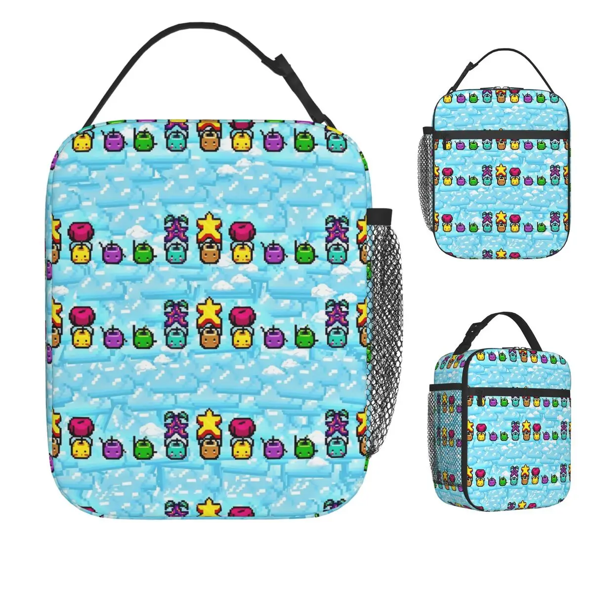 

Stardew Valley Blue Junimos Pattern Lunch Bag Outdoor Picnic Lunch Box For Girls Thermal Tote Handbags Waterproof Cooler Bag