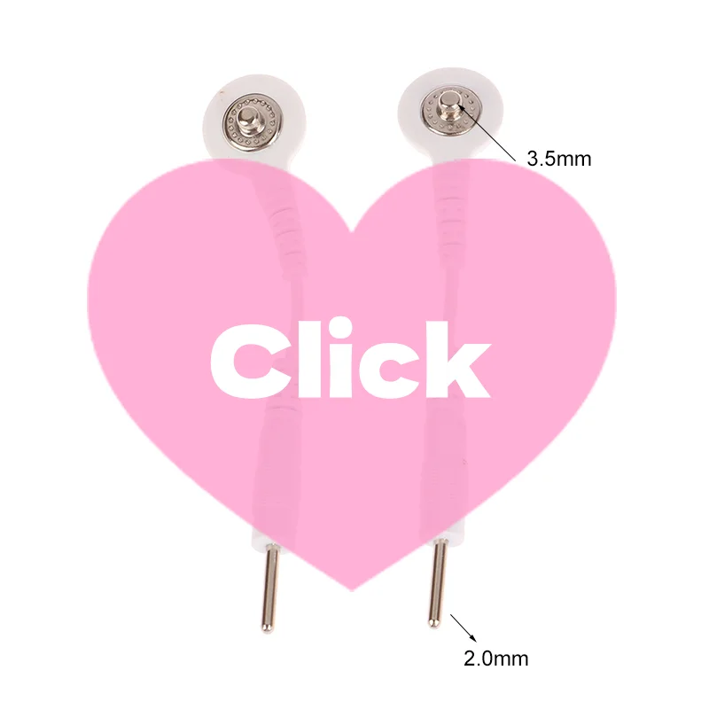 

2PCS Electrode Lead Wire Connecting Cables Plug 2.0mm Snap 3.5mm Male connector cable Use For Tens/EMS Massage Machine Device