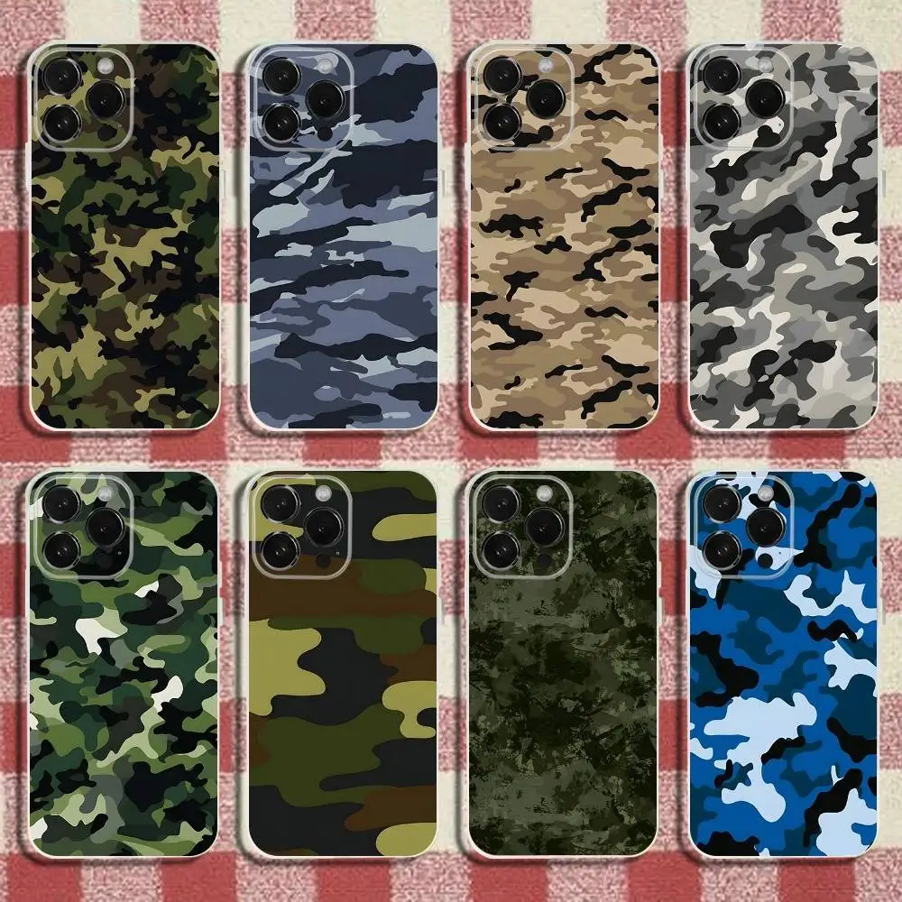 

Fashion Camouflage Phone Case For iPhone 17,16,15,14,13,12,11 Pro,Max,Plus,X,XS,XR,SE,Mini Transparent Silicone Soft