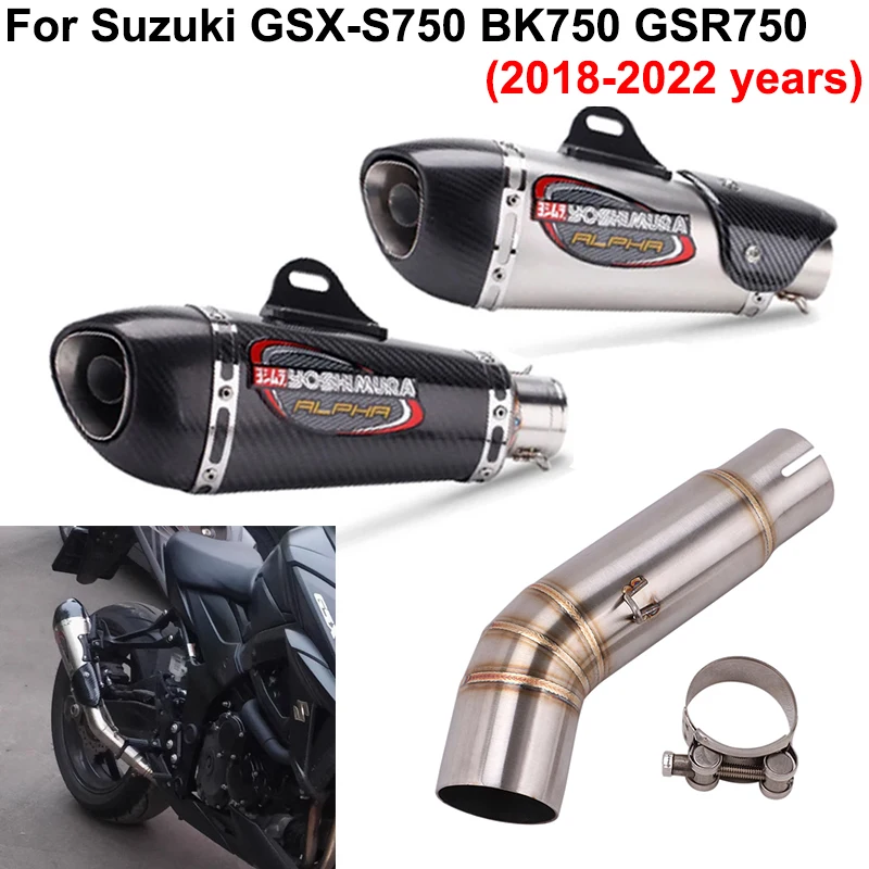 

For SUZUKI GSX-S 750 BK750 GSR750 GSXS750 GSX S750 2018-2022 Motorcycle Yoshimura Exhaust Muffler Mid Link Pipe Carbon DB Killer