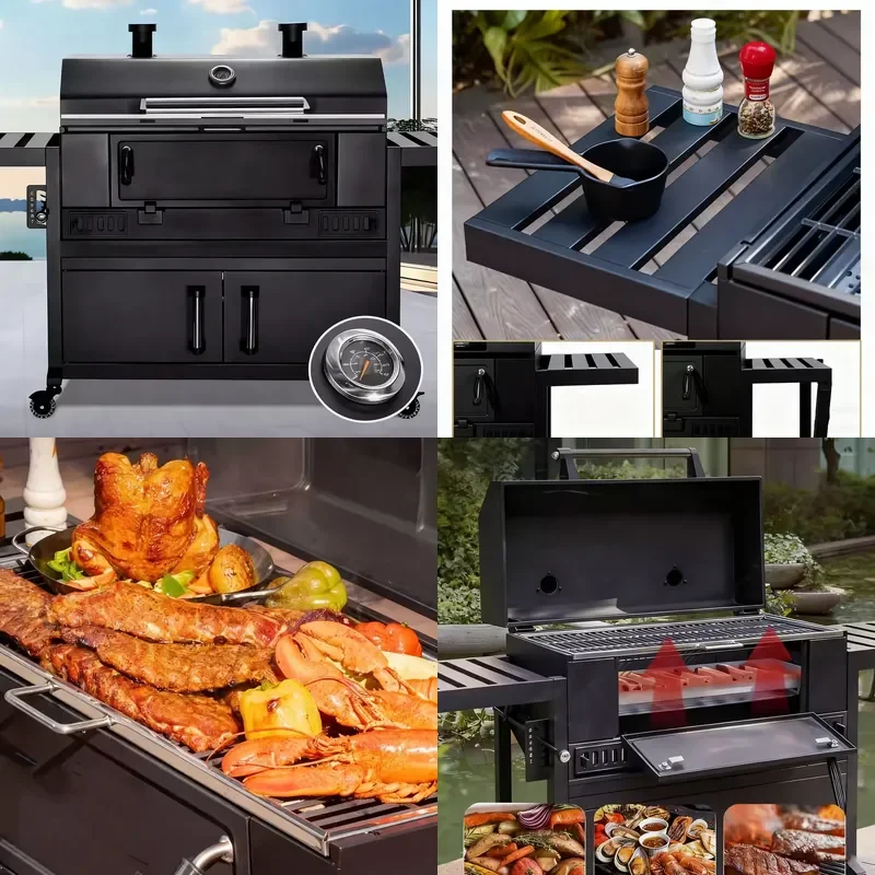 Courtyard Modern Korean Premium Iron Charcoal Grill  Portable Powder Coated Outdoor Kitchen