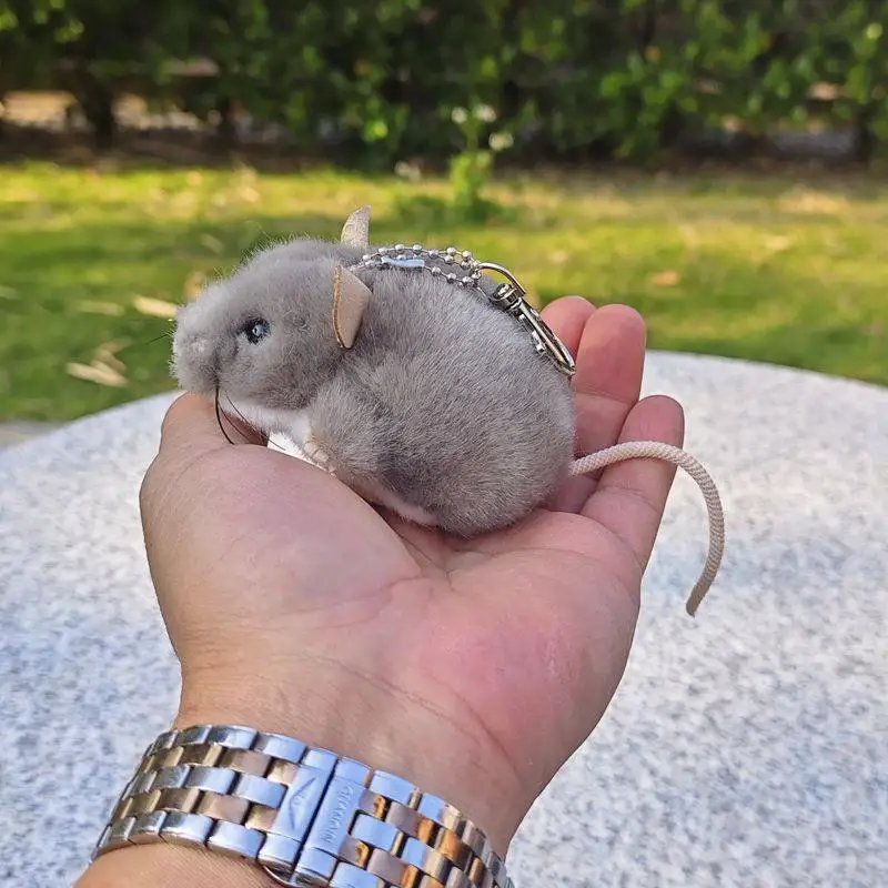 

Simulated mouse keychain doll, plush toy, cute gray mouse pendant, ragdoll, doll mini gift.