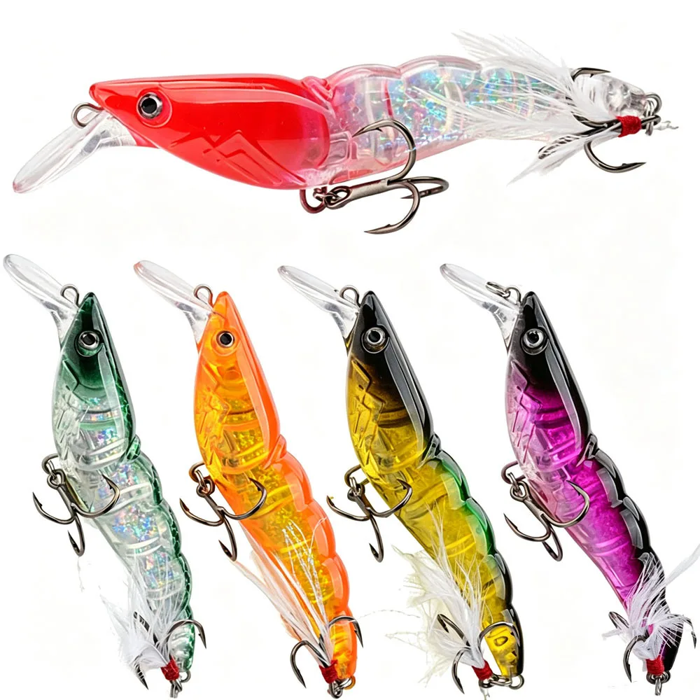 New Mino Shrimp Slow Sink Feather Hook Built-in Astigmatism Laser Paper 10.5cm/13g Remote Reflective Luya Bait