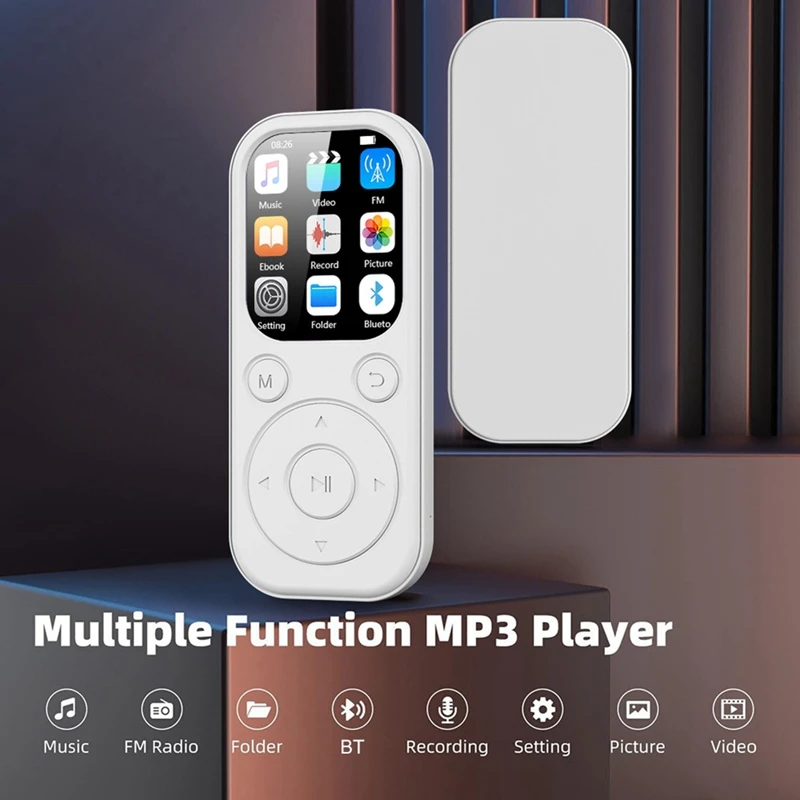 Novo mp3 bluetooth player de carregamento rápido 5.4 versão bluetooth expansível cartão de memória leitor de música gravação fm e-book