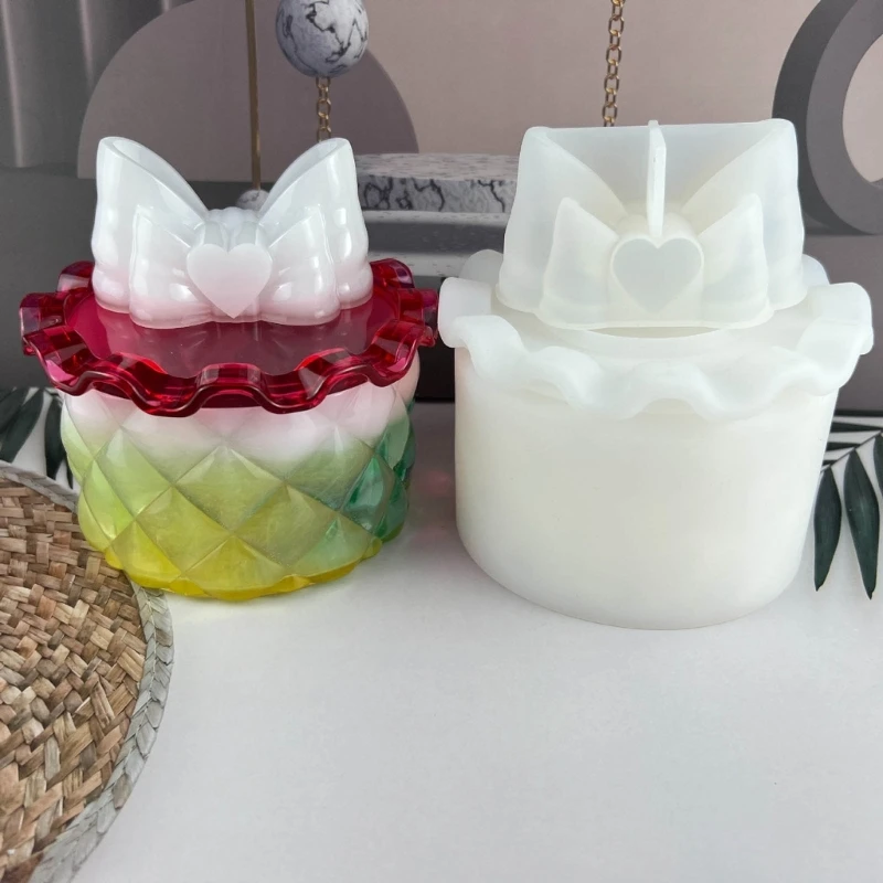 Candy Container Silicone Mold Bowknot Resin Jar Mold Jewelry Storage Box Drop Shipping