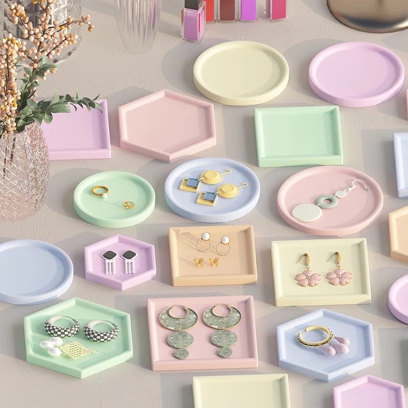 Geometry Shape Plaster Tray Silicone Molds Round Square Hexagonal Cup Mat Epoxy Resin Mold Flower Pot Base Mold Home Decoration