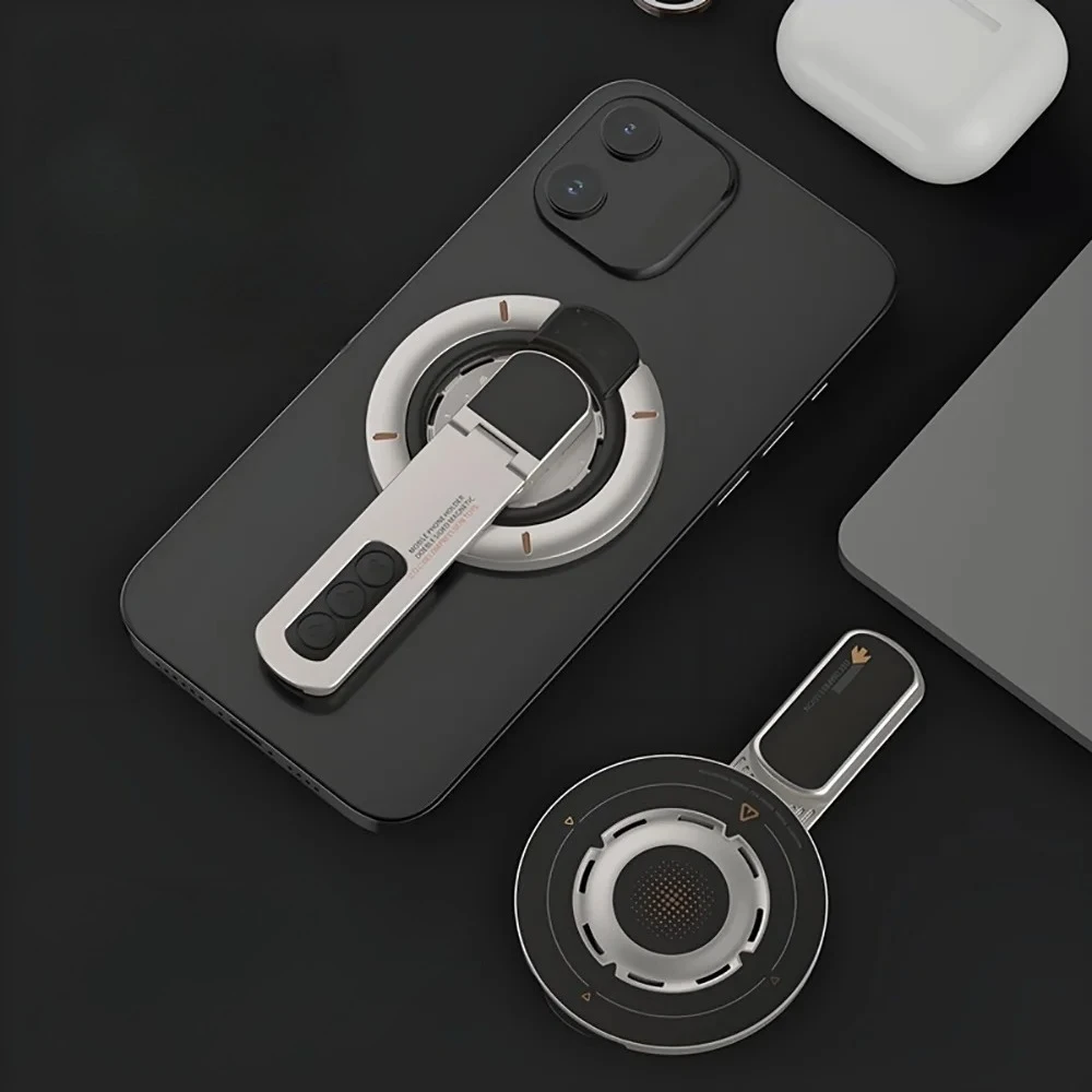 Support de téléphone magnétique double face, 360 °   Support de bureau rotatif en ABS avec poignée de décompression pour iPhone 17 16 15 Pro